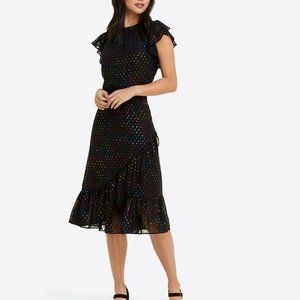 Kacey Faux Wrap Dress in Shimmer Dot! | Draper James | Size Medium